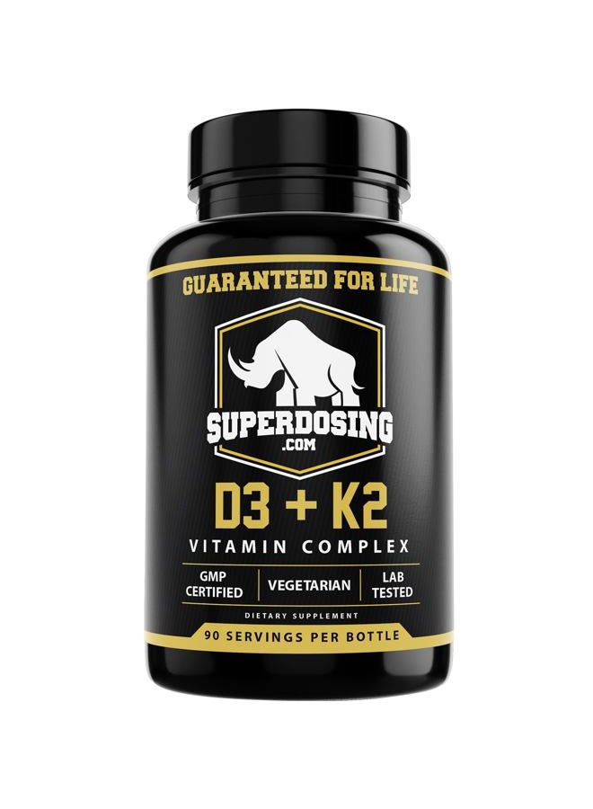SuperDosing [90 Days] Max Strength, 2 in 1 D3 and K2 with 10,000 iu Vit D and 1,500 mcg Vit K. D3K2 Supplements Promote Bone and Heart Health. D3-K2 MK4 Supplement Capsule Boosts Immune System. Best K2D3 Vitamin - Image 1